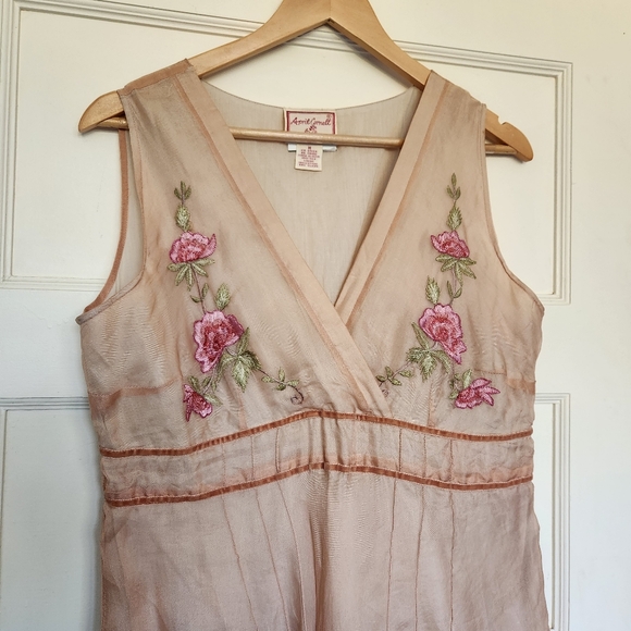 Vintage April Cornell Silk And Cotton Floral Embroidery Dress Medium - Picture 11 of 11